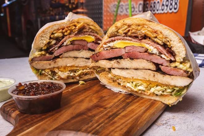 Order Mixed (2 Types of Meat) Burger food online from Mayamero Street Food store, North Miami Beach on bringmethat.com