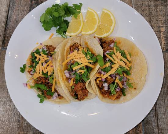 Order 3 Vegan Impossible Meat Soft Taco food online from Pizzanada store, Bloomfield on bringmethat.com