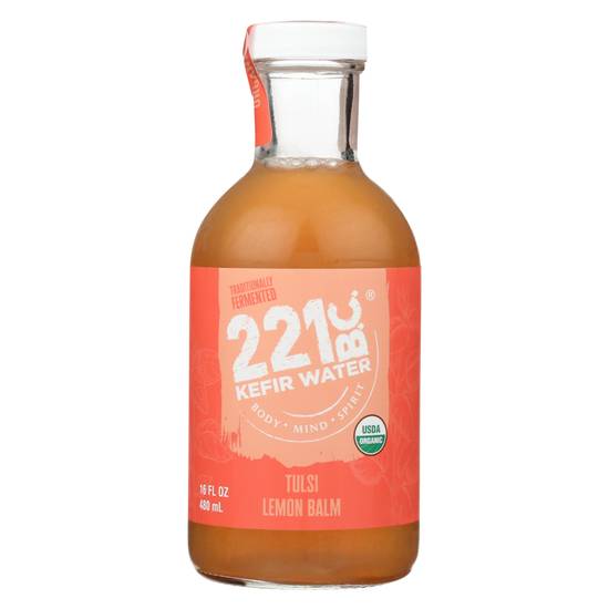 Order 221BC Tulsi Lemon Balm Kefir Water 16oz food online from Everyday Needs by Gopuff store, Coral Gables on bringmethat.com