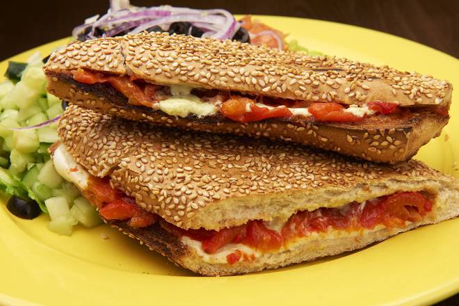 Order Roasted Pepper Sandwich food online from Sunflower Cafe store, Lawrence on bringmethat.com