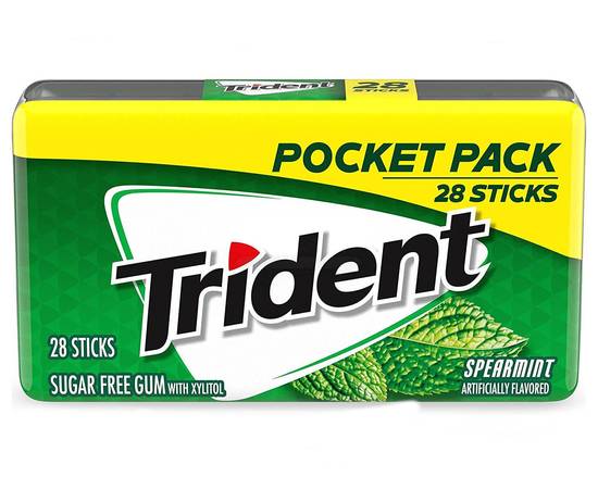 Order Trident Spearmint Sugar Free Gum Pocket Packs of 28 Pieces food online from Trumbull Super Stop store, Trumbull on bringmethat.com