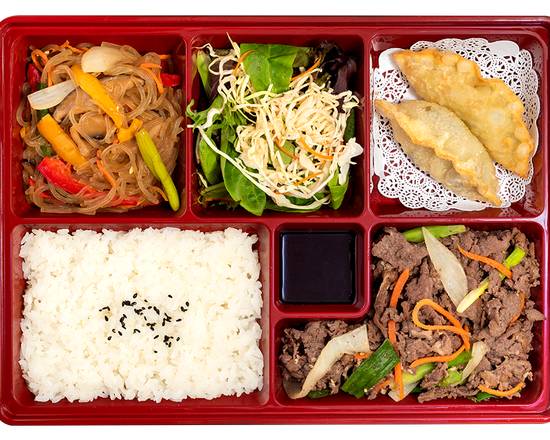 Order A3. Beef Bulgogi Bento food online from Sgd Dubu store, Oakbrook Terrace on bringmethat.com