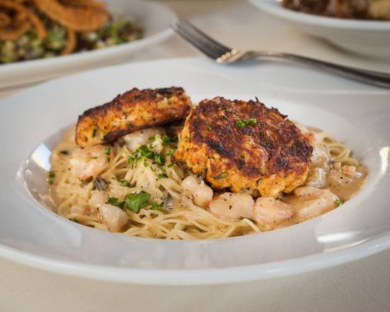 Order Crabcakes & Shrimp Alfredo - Broiled food online from Copeland's store, Atlanta on bringmethat.com