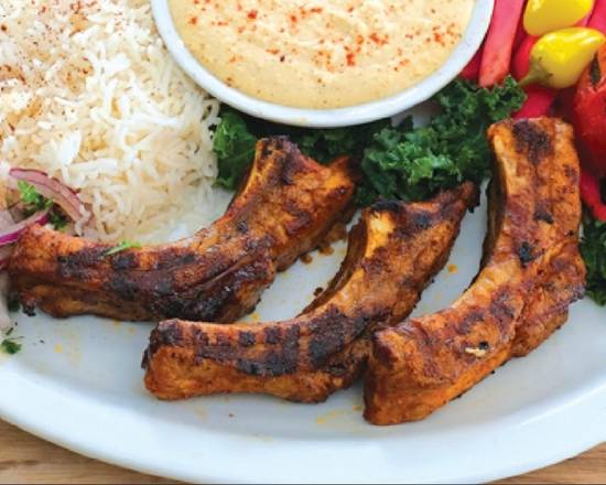 Order # 12 Pork Kabob food online from Zest Grill House store, Sun Valley on bringmethat.com