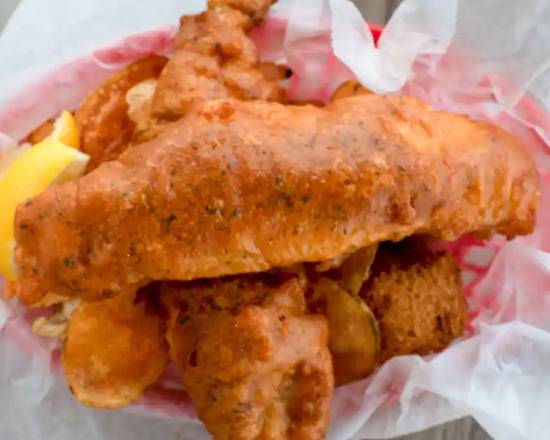 Order Fish N Chips Basket food online from Whiteys Fish Camp store, Fleming Island on bringmethat.com