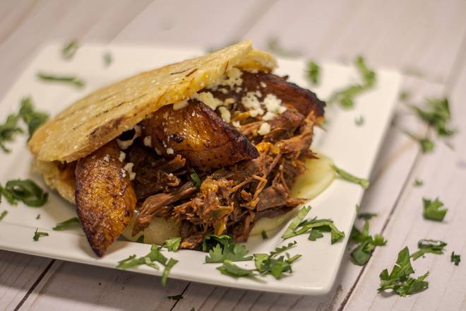 Order Ropa Vieja Arepa food online from The Colombian Spot store, Pittsburgh on bringmethat.com