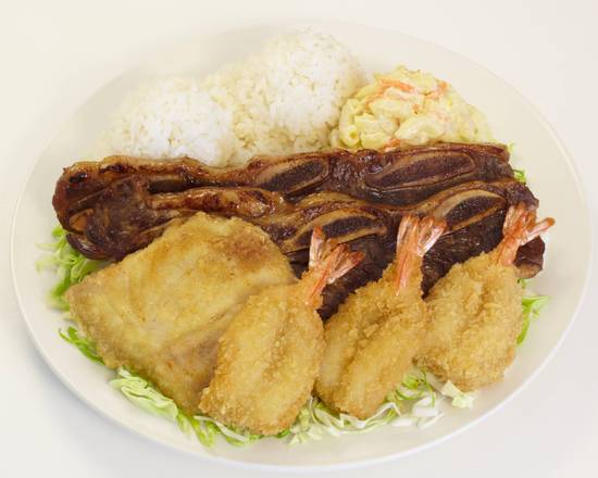 Order Seafood & BBQ Combo food online from L&Amp;L Hawaiian Barbecue store, Roseville on bringmethat.com
