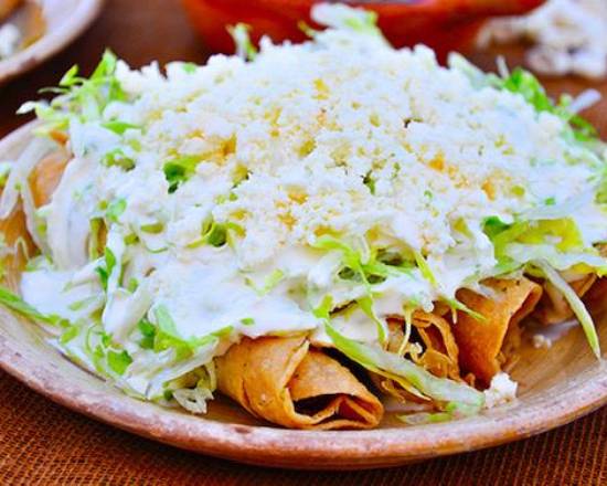 Order Chicken Fried Tacos (Flautas de Pollo) food online from Los Bellos Portales store, Columbia on bringmethat.com
