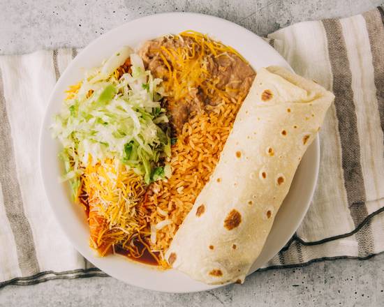 Order #6 - Shredded Beef Burrito & Enchilada food online from Betos Mexican Restaurant store, Salt Lake City on bringmethat.com