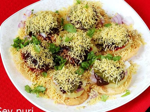 Order SEV PURI (6 pcs) food online from Bombay Street Food store, Austin on bringmethat.com