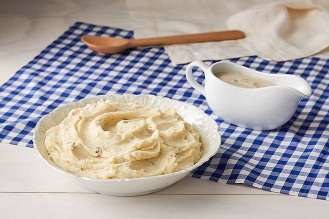 Order Mashed Potatoes w/Sawmill Gravy food online from Cracker Barrel Old Country Store store, Somerset on bringmethat.com
