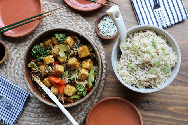 Order Teriyaki Tofu Meal food online from Lazy Dog Restaurant & Bar store, Addison on bringmethat.com