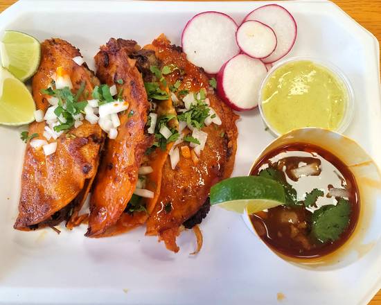 Order Tacos De Birria (3 Pcs) food online from Colonial Market and Restaurant store, Minneapolis on bringmethat.com