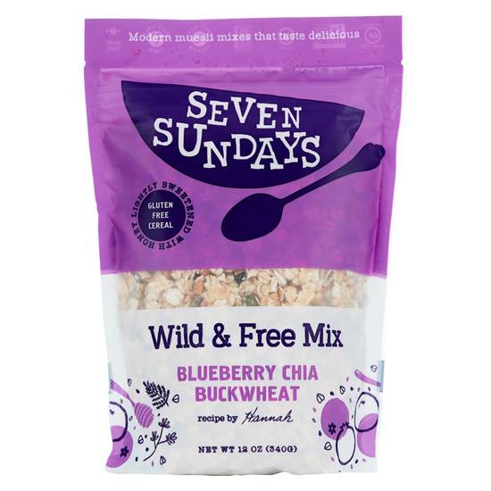 Order Seven Sundays Wild & Free Blueberry Chia Muesli 12oz Bag food online from Everyday Needs by Gopuff store, Melrose Park on bringmethat.com