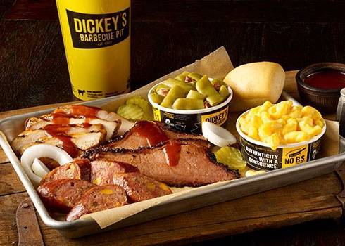 Order 3 Meat Plate food online from Dickey Barbecue Pit store, Orlando on bringmethat.com