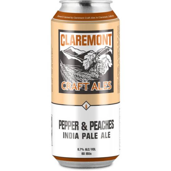 Order Claremont Craft Ales Pepper & Peaches IPA 16oz 4 Pack Cans food online from Rocky Liquor store, Claremont on bringmethat.com