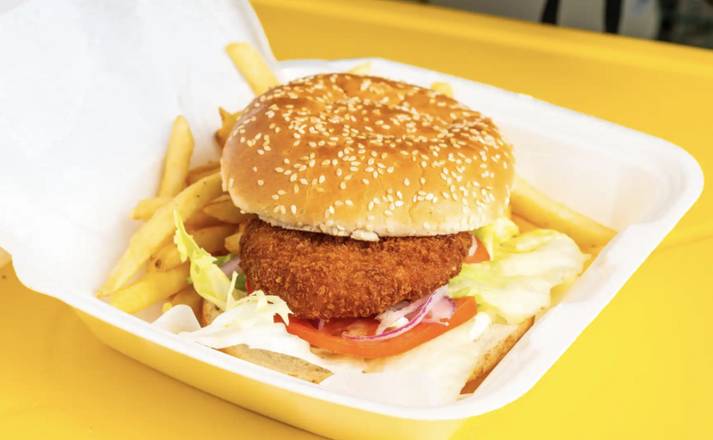 Order Crab Cake Burger food online from J Lemon Pepper Fish & Chicken store, Jacksonville on bringmethat.com