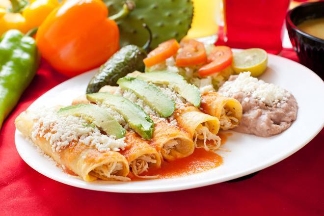 Order Entomatadas de Pollo food online from 100% Antojitos Mexicanos - Pharr store, Pharr on bringmethat.com