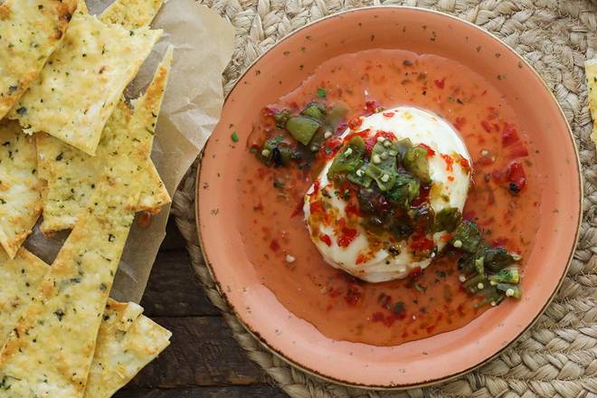 Order Goat Cheese + Pepper Jelly food online from Lazy Dog Restaurant & Bar store, Boca Raton on bringmethat.com