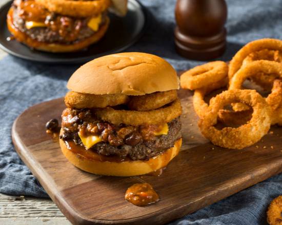 Order The Onion Ring Cheeseburger food online from Mrbeast Burger store, White Oak on bringmethat.com