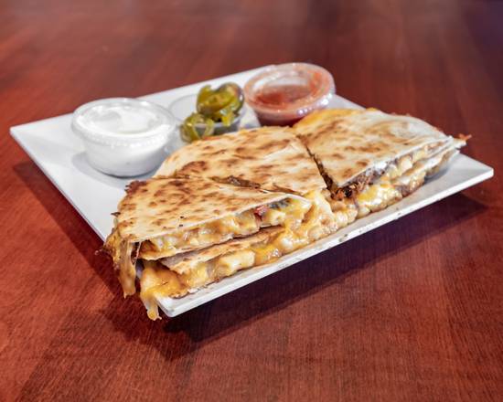 Order Pork BBQ Macaroni Quesadilla food online from Looney Pub store, College Park on bringmethat.com