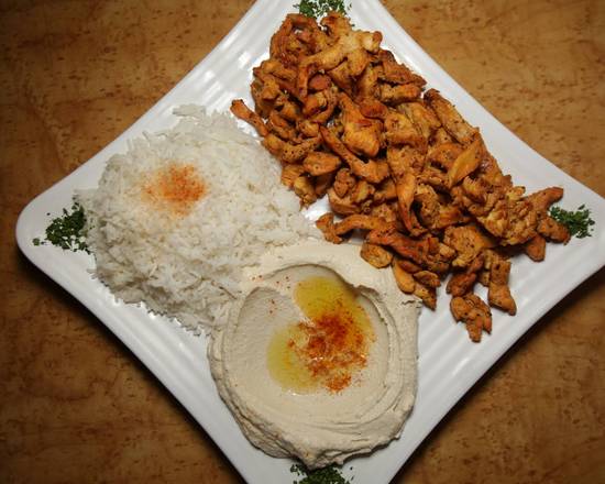 Order Chicken Shawarma Plate food online from Cafe Layal store, HOUSTON on bringmethat.com