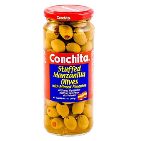 Order Conchita Stuffed Manzanila Stuffed Olives with Minced Pimentos 7oz food online from Everyday Needs by Gopuff store, Tampa on bringmethat.com