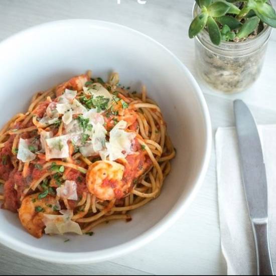 Order Shrimp Fra Diavolo Pasta food online from The Great Room Cafe store, Redondo Beach on bringmethat.com