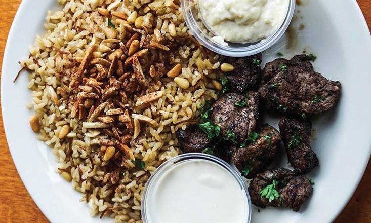 Order Mediterranean Lamb Plate food online from Aladdin's Eatery store, Pittsburgh on bringmethat.com