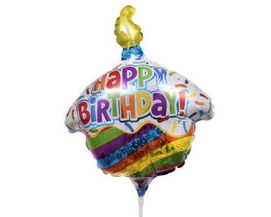 Order Happy Birthday Cup Cake Mini Balloon food online from Claudia's Flowers store, North Miami on bringmethat.com