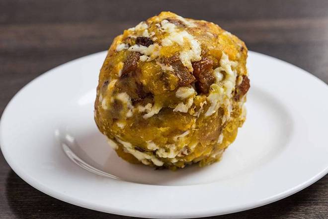 Order Bolon de Maduro Chicharron food online from El Guayaquileno Restaurant store, Elmhurst on bringmethat.com