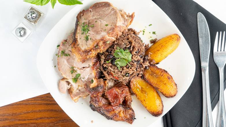 Order Puerco Asado (Roast Pork Entree) food online from Geo's Cuban store, Seattle on bringmethat.com
