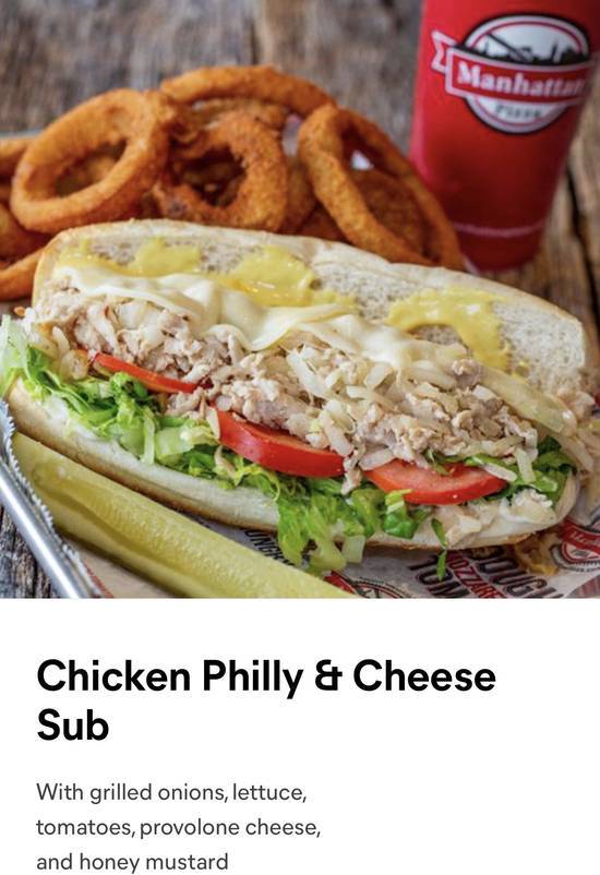 Order Chicken Philly and Cheese Sub food online from Manhattan Pizza store, Fairfax on bringmethat.com