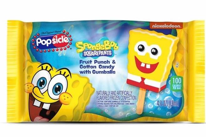 Order Popsicle Spongebob Squarepants Fruit Punch & Cotton Candy Ice Pop food online from Trumbull Super Stop store, Trumbull on bringmethat.com