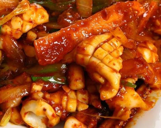 Order Spicy Squid Stir Fried food online from Gangnam Korean Restaurant store, Jacksonville on bringmethat.com