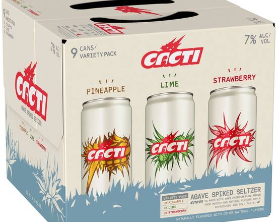 Order Cacti Spiked Seltzer, 9pk-12oz Can Beer (7.0% ABV) food online from Xtra Liquors & Wines store, WEST MIAMI on bringmethat.com