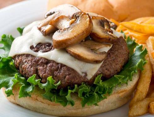 Order Mushroom Cheeseburger food online from Falafel Flame store, Sunnyvale on bringmethat.com
