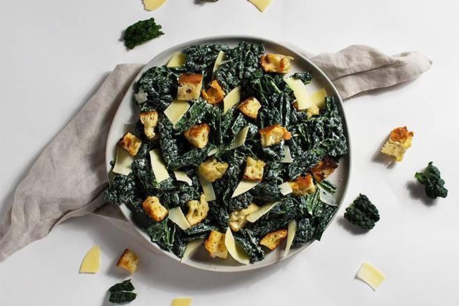 Order Kale Caesar Salad food online from Salads Here store, Emeryville on bringmethat.com
