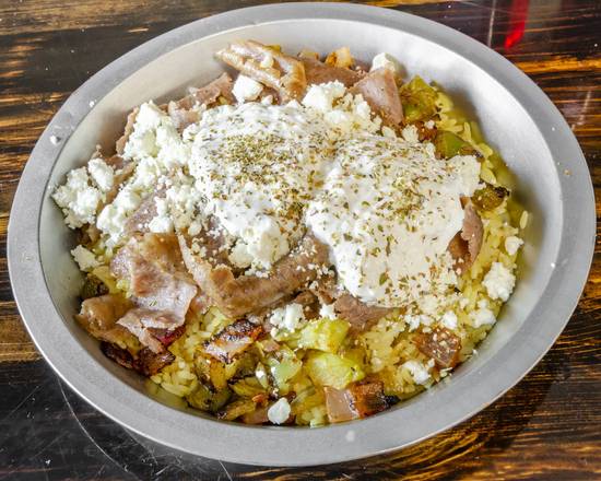 Order lamb/beef gyro meat rice bowl food online from Think Greek- Port St Lucie store, Port St. Lucie on bringmethat.com