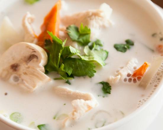 Order Tom Kha  Coconut Soup food online from Red basil thai kitchen store, Long Island City on bringmethat.com