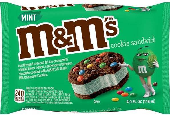 Order M&M Mint Ice Cream Sandwich 4 Oz food online from Trumbull Super Stop store, Trumbull on bringmethat.com