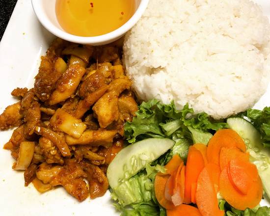 Order E2 Lemongrass chicken with rice food online from The Ripple Of Smiles store, Honolulu on bringmethat.com