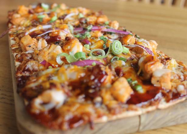 Order Bourbon BBQ Chicken Flatbread food online from Crooked Pint Ale House store, Fargo on bringmethat.com