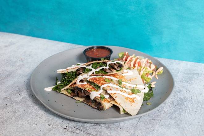Order Kale & Mushroom Quesadilla food online from Tin Lizzy Cantina store, Tallahassee on bringmethat.com