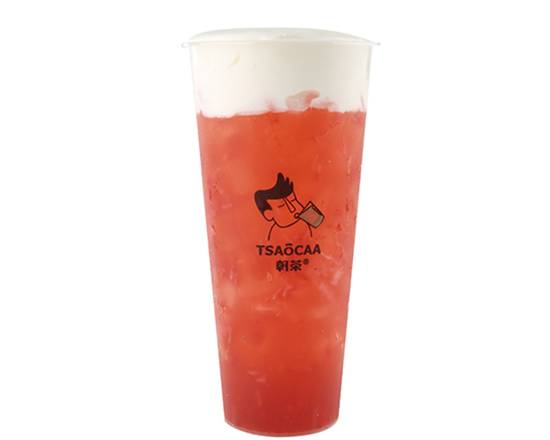 Order Strawberry Green Tea w/ Crystal Pearl food online from Tsaocaa store, Philadelphia on bringmethat.com