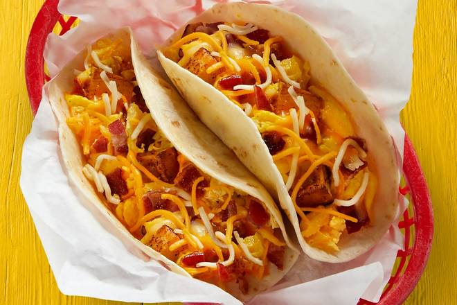 Order Bacon, Potatoes, Egg, & Cheese Taco food online from Fuzzy's Taco Shop store, Beaumont on bringmethat.com
