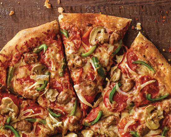 Order Crispy Thin Crust Deluxe Pizza food online from Marco's Pizza store, Fulshear on bringmethat.com