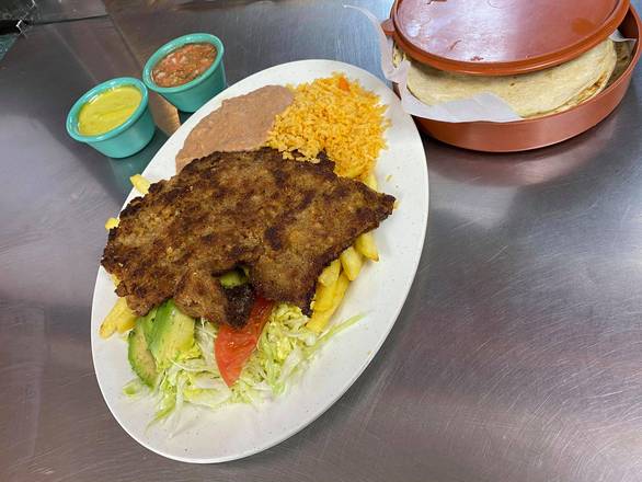 Order #13. Breaded Beef or Chicken Fajita (Milanesa) food online from Taqueria Puro Jalisco store, Pasadena on bringmethat.com