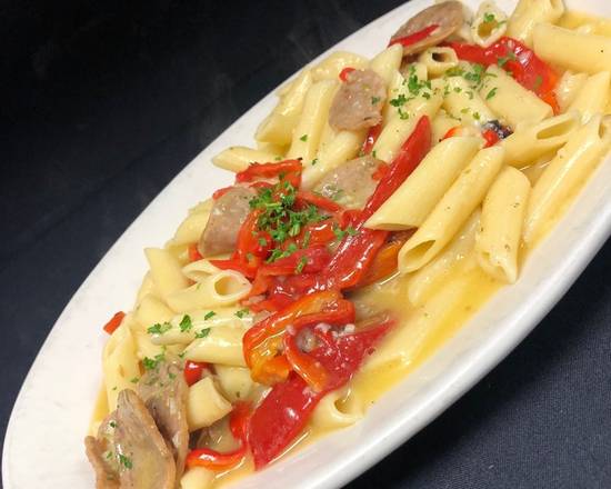 Order Penne with Sausage and Roasted Red Peppers food online from Scarpino's Family Restaurant store, Bradenton on bringmethat.com