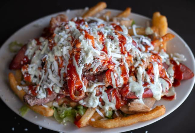 Order Four Meats Loaded Fries food online from Florida Burger & Coffee store, Saint Cloud on bringmethat.com